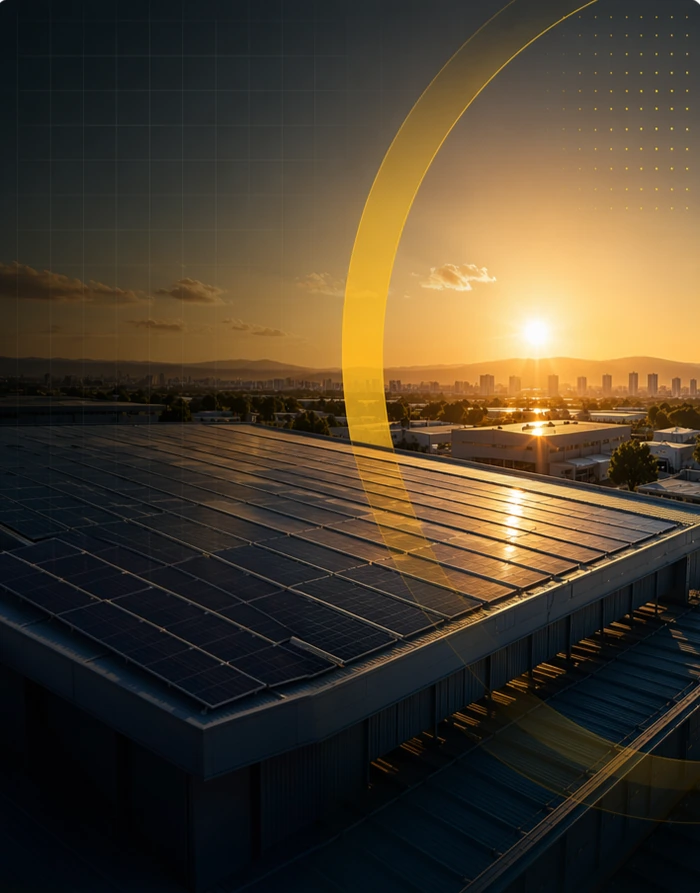 Telhado industrial com espaço disponível para painéis solares